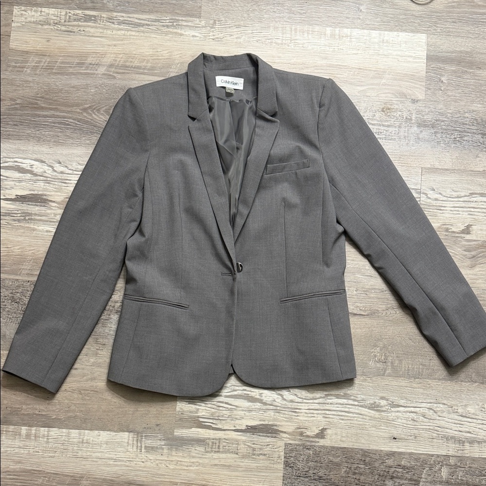 Calvin Klein Women's Gray Blazer size 14